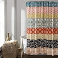 thumbnail image 1 of Cortina de ducha de diseño llamativo y colorido de rayas boho, 72 x 72, naranja turquesa (1 pieza), 1 of 1