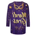 thumbnail image 4 of TIMIFIS Hauts à Manches 3/4 pour Femmes Décontracté Ample Mardi Gras Imprimé Col Rond T-Shirt Chandail Tops de Fête, 4 of 5