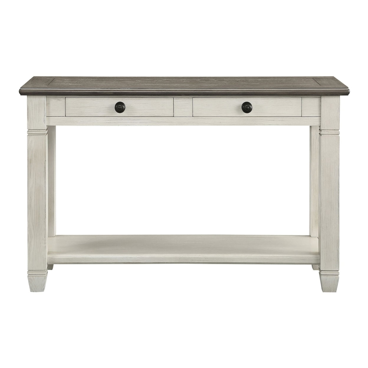 Lazzara Home Roux 48 in. Rosy Brown and Antique White Rectangular Wood ...