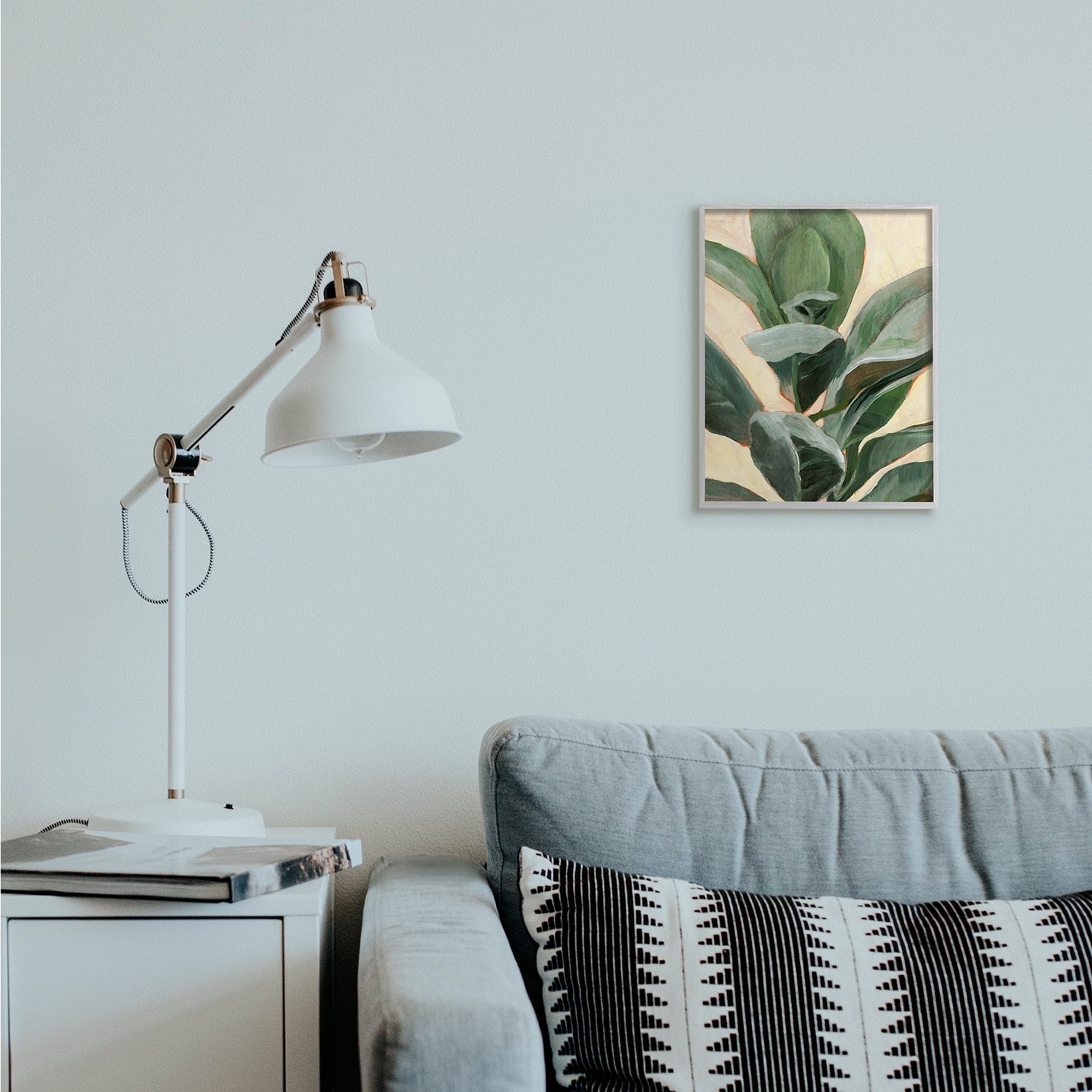 Stupell Industries Plant in Pot Study Curved Green Branches Grey Framed, 11 x 14, Design by Annie Warren