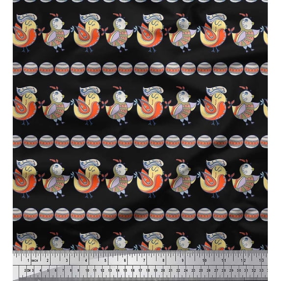 Soimoi Velvet Fabric Circle & Bird Kids Print Fabric by The Yard 58 Inch Wide