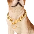 thumbnail image 2 of Oro14 pulgadasCadena dorada para collar de perro con ancho de hebilla de acero, cadena deslizante de eslabones cubanos de acero inoxidable, 2 of 5