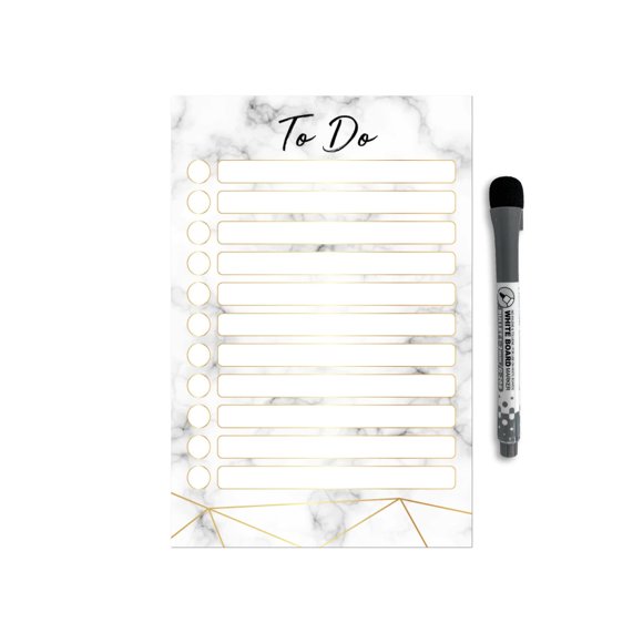 Dry Erase to Do List Vinyl Whiteboard Sticker Decal by Glassboard Studio | Removable & Reusable | Magnetic Fine-Tip Marker Included (6 x 9 inches, Marble)