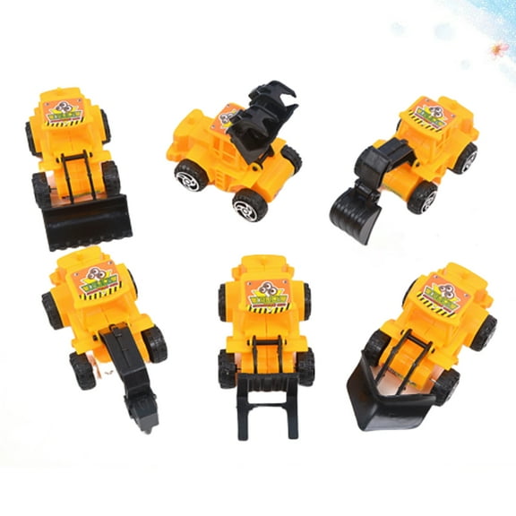 KALLORY Cartoon Bulldozer Cake Decor for Kids Birthday Party Decoration Plastic Multi 6pcs 2.5x1.8in