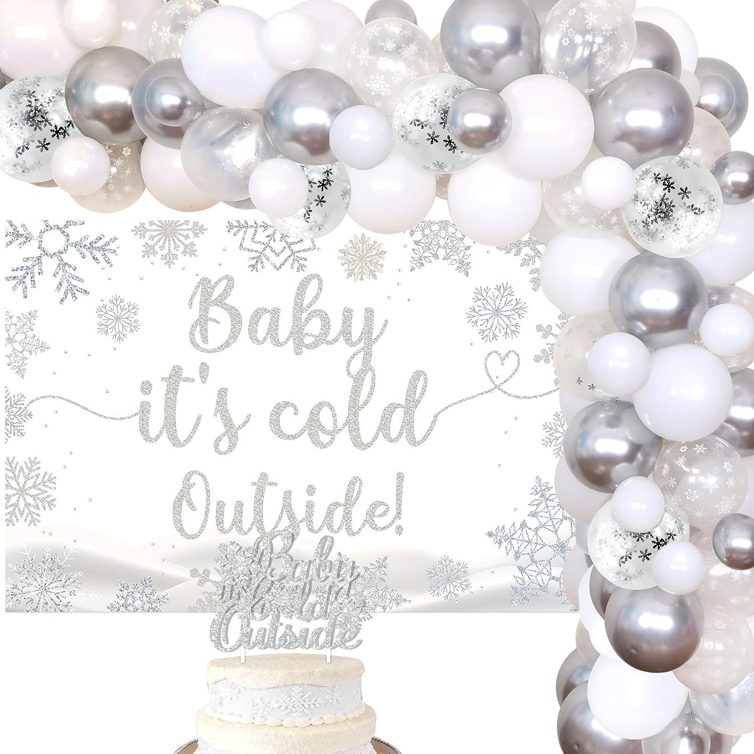 Baby It's Cold Outside Decorations Silver Balloon Garland Baby It's