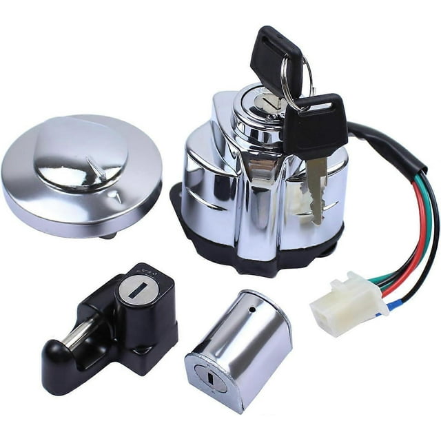 Ignition Switch and Gas Tank Cap Steering Helmet Lock Kit with Keys for Honda