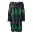 thumbnail image 5 of Women's Round Neck Casual Long Sleeve Plush Christmas Print Dresses for Cozy Holiday Fashion and Everyday Comfort,Navy,3XL, 5 of 6
