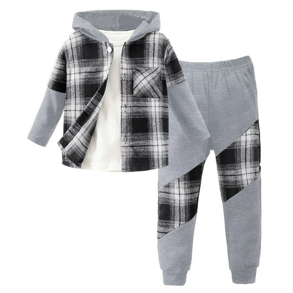 Zshosam Toddler Boy Hoodie Set Toddler Baby Boy Clothes Denim Outfits Infant Hooded Sweatshirt Jeans Pants Little Boys Clothing Size 7T,(Black 7 Years)