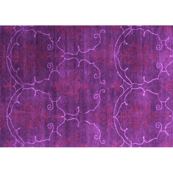 Ahgly Company Indoor Rectangle Abstract Purple Contemporary Area Rugs, 7' x 10'