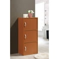 thumbnail image 3 of Hodedah 3-Shelf, 3-Door Multi-Purpose Bookcase Cabinet, Cherry, 3 of 5