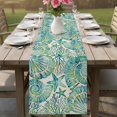 thumbnail image 4 of Teal Green Coastal Table Runner 90 Inches, Summer Beach Nautical Starfish Shell Coral Bed Runner Dresser Scarves Tabletop for Indoor Outdoor Parties/Ceremony/Banquet, 13" x 90", 4 of 9