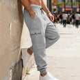 thumbnail image 5 of Havenre Mens Fleece Lined Cargo Sweatpants Fall Winter Thick Warm Athletic Jogger Pants with 6 Pockets Loose Oversized Baggy Drawstring Elastic Waist Outdoor Trousers Gray M, 5 of 10