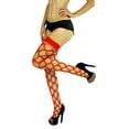 thumbnail image 4 of ToBeInStyle Womens Multi-Strand Large Diamond Fence Net Thigh High Stockings - One Size Plus - Red, 4 of 5