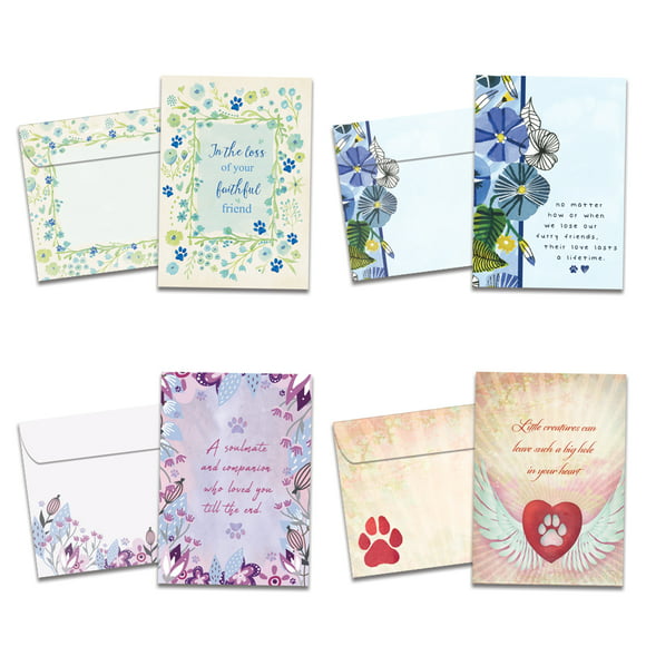 Tree-Free Greetings 16 Pack Floral Pet Sympathy Card Assortment with Matching Envelopes, Eco Friendly,Made in USA,100% Recycled Paper,5x7 Loss of Pet Condolence, (GP54066)