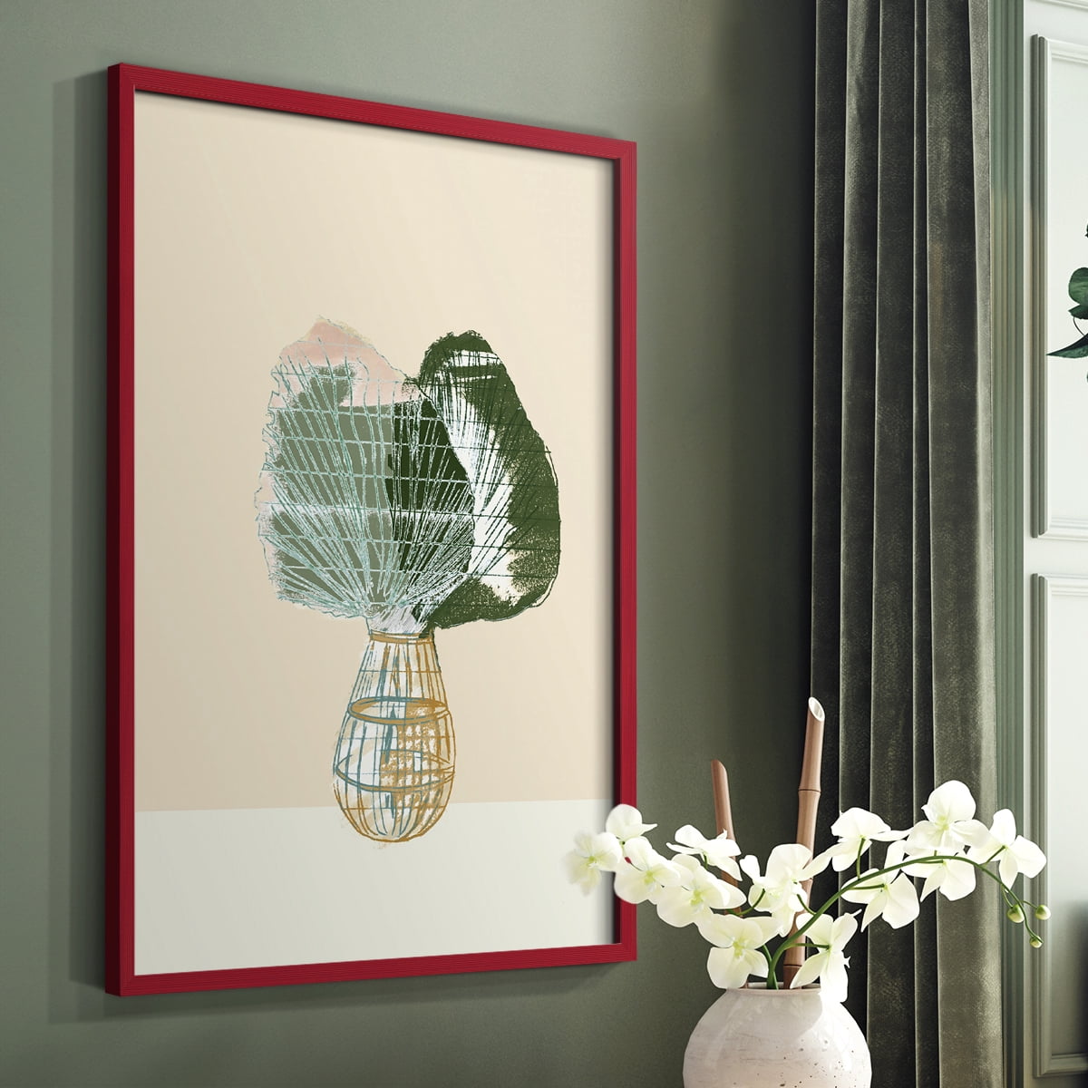 Woven Tropical Leaf II Framed Print - Solid Wood in Single Picture Frame Solid Wood 2 Framed Print