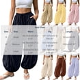thumbnail image 7 of HappyYEE Women’s Baggy Balloon Pants Elastic Waist Wide Leg Joggers with Pockets Loose Fits Cuffed Ankle Lightweight Travel Trousers S, 7 of 7