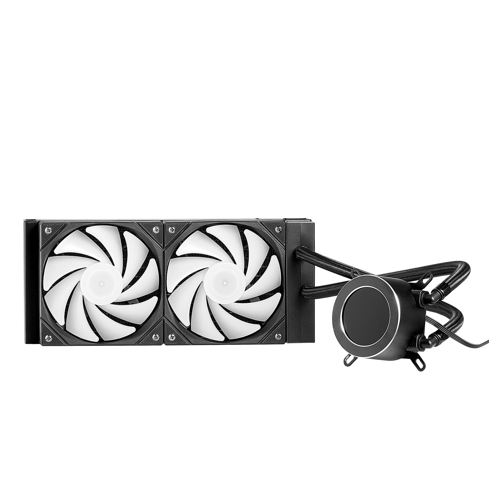 KFFKFF Liquid CPU Cooler, Comprehensive CPU Water Cooler - 120mm PWN Fans & Pump, Customizable Black PC Liquid Cooler with 2.1'' LCD Display & ARGB Lighting, Compatible with Intel 115X/1366/2011