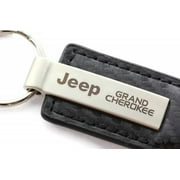 AutoGold Jeep Grand Cherokee Black CF Carbon Fiber Leather Logo Key Chain Ring Tag Fob KC1550.GRA