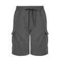 thumbnail image 4 of Busydd Men Cargo Shorts Solid Color Knee Length Summer Shorts Casual Elastic Waist Drawstring Mens Hiking Shorts with Pockets 2XL, 4 of 9