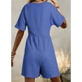 thumbnail image 6 of DOKOTOO Womens Rompers Solid Color Summer Short Jumpsuits with Pockets V Neck Zipper One Piece Rompers Blue S US4-6, 6 of 8