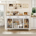thumbnail image 5 of Hiphuta 55"Wide Buffet Cabinet with 2 Adjustable Shelves, Modern Farmhouse Coffee Bar with 3 Drawers and Sturdy Base for Living Room, White, 5 of 9