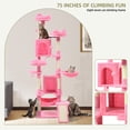 thumbnail image 6 of Uforic 75in Large Cat Tree Tower, Multi-Level Cat Condo with Scratch Posts, Cozy Basket Hammocks, Top Perches, Sisal Ramp, Pink, 6 of 10