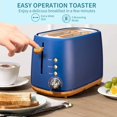 thumbnail image 2 of Toytexx 2-Slice Wide Slot Toaster, Stainless Steel, 6 Settings, Blue, 2 of 6