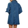 thumbnail image 4 of Women Casual Zip Up Spring Long Sleeve Oversized Denim Jackets with Pocket, 4 of 6