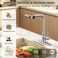 thumbnail image 3 of Wowkk Sanitary Ware Waterfall Kitchen Faucet with Pull Down Sprayer, 304 Stainless Steel Kitchen Sink Faucet with Deck Plate & Supply Lines, 3 Modes Sprayer Faucets for Kitchen Farmhouse Bar Sink, 3 of 9
