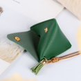 thumbnail image 2 of Small and Cute New Solid Color Portable Coin Change Leather Coin Purse Triangular Wallet Storage Bag GREEN, 2 of 7