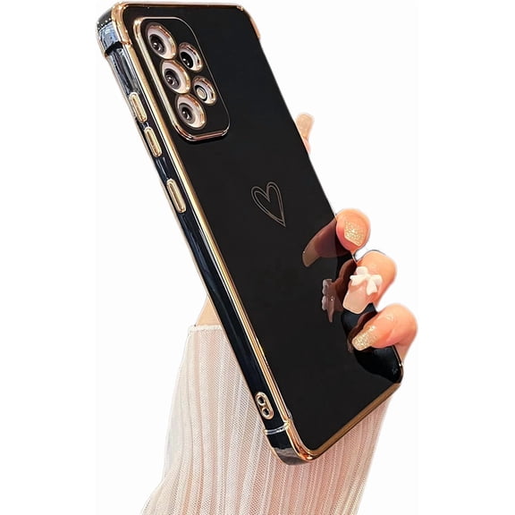 Samsung Galaxy A53 5G Case, Cute Plating Love Heart Cover with Camera Protection 6.5
