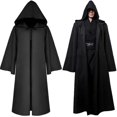 thumbnail image 1 of Capa con capucha medieval de Halloween para adultos, capa larga de vampiro de la muerte, disfraz de diablo, poncho, túnica de hechicero, disfraz de mago, disfraz de cosplay gótico para carnaval, 1 of 5