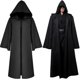 thumbnail image 1 of Capa con capucha medieval de Halloween para adultos, capa larga de vampiro de la muerte, disfraz de diablo, poncho, túnica de hechicero, disfraz de mago, disfraz de cosplay gótico para carnaval, 1 of 5
