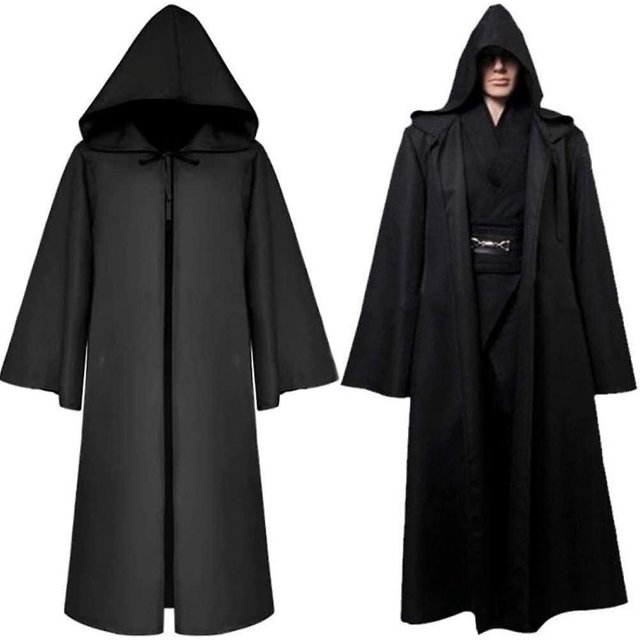 Capa con capucha medieval de Halloween para adultos, capa larga de vampiro de la muerte, disfraz de diablo, poncho, túnica de hechicero, disfraz de mago, disfraz de cosplay gótico para carnaval