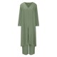 thumbnail image 4 of ICHUANYI Clearance Women's Solid V-Neck Long Sleeve Split Top And Pants Set(Green, S) ICHUANYI WER2023080802251, 4 of 6