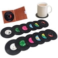 thumbnail image 1 of 12 Pcs sous-Verres Cadeaux de Pendaison de Crémaillère Ensemble de sous-Verres Disques Vinyles Rétro Napperons pour Boissons Froides et Chaudes Protection Antidérapante Empêche de Glisser 4.1 Pouces, 1 of 7