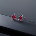 thumbnail image 4 of Gem Stone King 14k White Gold Red Created Ruby and Blue Created Sapphire Earrings for Women (2.46Cttw, GemstoneJuly Birthstone, Oval 8X6MM, Round 2.5MM), 4 of 5