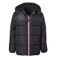 thumbnail image 2 of Ixtreme BLACK Big Boy's Canvas Yoke Puffer Jacket with Fleece Hat Set, US Large, 2 of 3