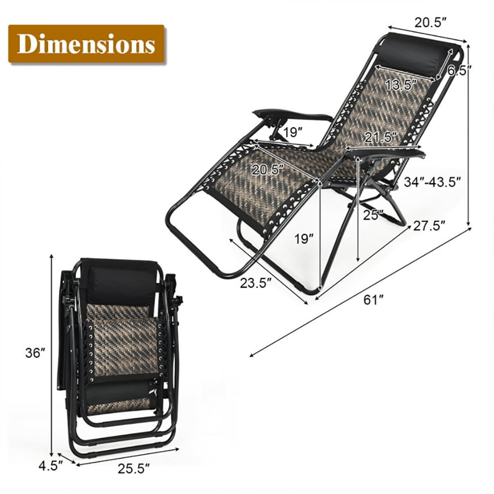 Aimee Lii 2 Pieces Folding Patio Rattan Zero Gravity Lounge Chair, Outdoor Patio Furniture, Gray