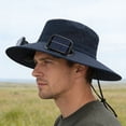 thumbnail image 3 of Coollooc Solar Powered Fan Hat with 2 Fan, 24 Inch Wide Brim USB Solar Fan Outdoor Fishing Hat, Adjustable UPF 50+ Bucket Camping & Beach Hat with Fan Built in for Men Women(1-Blue,24 Inch), 3 of 7
