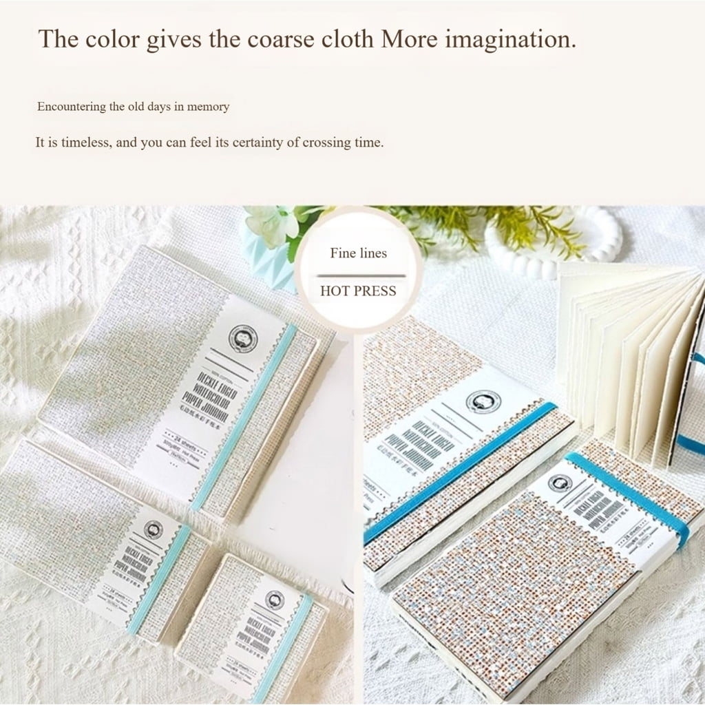 Portable Watercolor Sketchpad 24 Sheets 300GSM Paper Watercolor Paper Pad Elastic Band Closure for Sketching Painting
