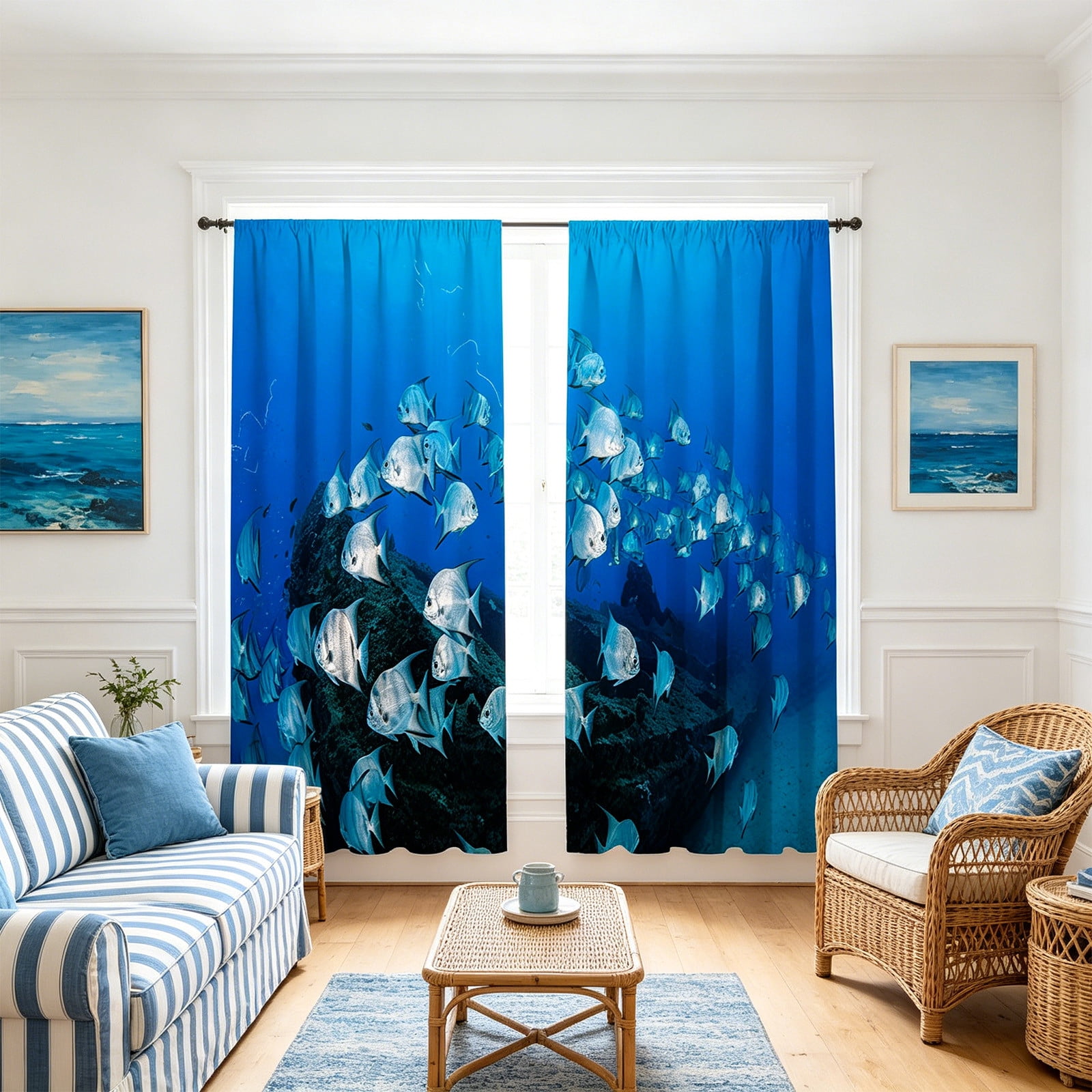 Fashion Printed Light Blocking Curtain with Pleated Design, Suction Cup Window Cover for Room Darkening and Privacy, Portable Window Shade for Home Office and Bedroom Decor