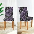 thumbnail image 3 of Yayeee 4 Pack Dining Chair Covers Stretch Parson Chairs Slipcovers Seat Protector, Purple Roses, 3 of 6