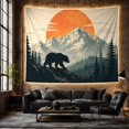 thumbnail image 6 of Bear Silhouette Against Orange Moon and Mountain Range, Nostalgic Vintage for Nature Lovers, Wilderness Wall Art Decor, Housewarming Gift Tapestry Wall Hanging for Bedroom and Living Room, 6 of 7