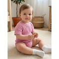 thumbnail image 4 of Cenuakty Infant 0-18M Baby Summer Jumpsuit Solid Color Ribbed Short Sleeve Round Neck Romper Cute Bodysuit, 4 of 9