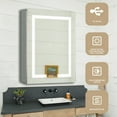 thumbnail image 4 of 24 x 30 InchFront Lighted Vanity Mirror，Recessed or Surface Mount Frameless Medicine Cabinet with 3 Adjustable Shelves and LED Lighting and Electrical Outlet, 4 of 7