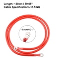 Unique Bargains 2pcs 2 AWG Gauge 150cm 3/8" Red Black Battery Cables Power Inverter Wire Set for Car Truck