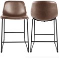 thumbnail image 6 of ZXNYH Pu Faux Leather Bar Stools Set of 2, Industrial Pub Barstools with Back and Footrest, Modern Armless Bar Height Stool Chairs, Brown, 6 of 7