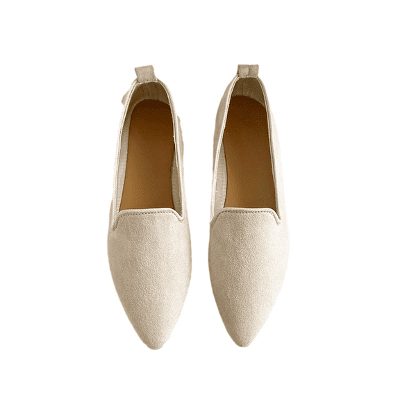 Holiday Savings Deals! Kukoosong Womens Comfort Flats Autumn Pointed Toe Suede Shallow Mouth Flat Flat Heel Comfortable Womens Single Shoes Four Seasons Casual Shoes for Women Beige 42