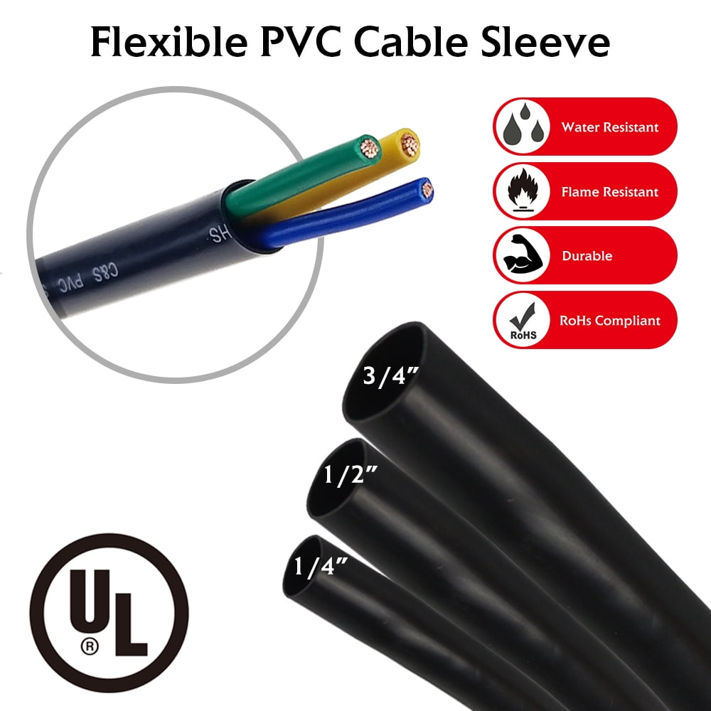 BLACK PVC Sleeve Wiring Harness Loom FLEXABLE Wire Cover TUBE CORD